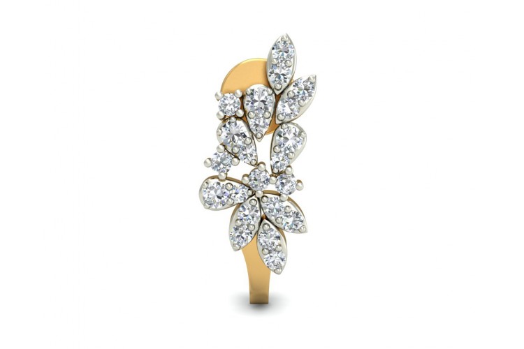 Rhia Diamond Earrings in 14k gold studded with 44 round brilliant cut diamonds